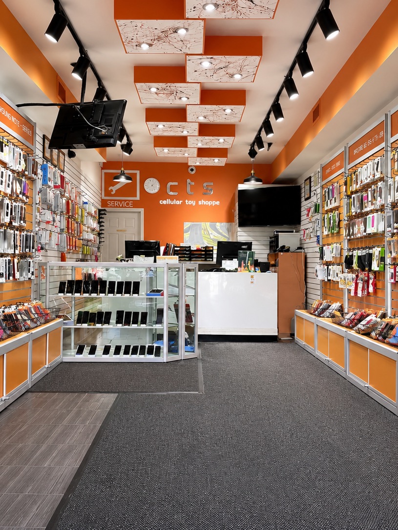 Inside Cellular Toy Shoppe showroom in Edmonton
